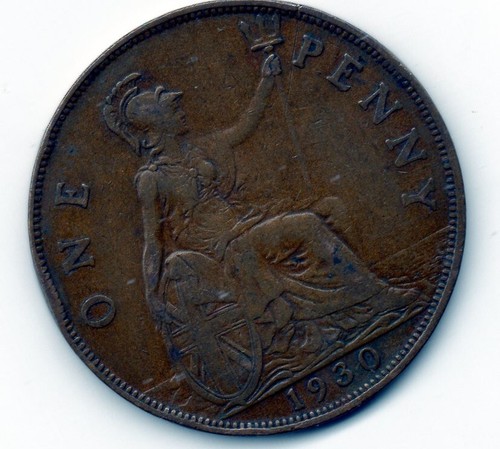 1930 king george penny one - king,