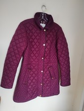 Joules Dark Purple Newdale Long Quilted Coat Size 12 BNWT