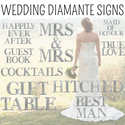 Wedding diamante signs silver - diamante,