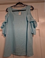 BNWT Blue cold shoulder blouse