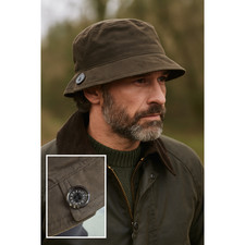 Barbour Waxed Cotton Bucket Hat Medium – Olive/Brown, Lined, Rare