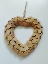 Shabby Chic Rustic Driftwood Wooden Heart Hanging Decoration