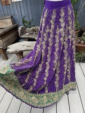 Vintage Handmade Indian Heavy Embroidered Lehenga Choli Sari Wrap Skirt