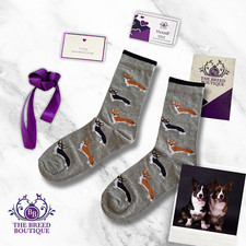 WELSH CARDIGAN CORGI SOCKS UNISEX ONE SIZE FIT UK 5-11 EU 38-46 US 7.5-12