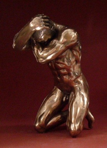Stress bronze male figurine - bronze, by