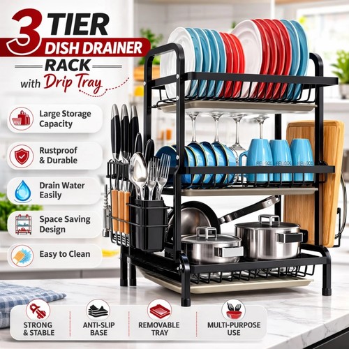 Tier dish drainer rack - dish,