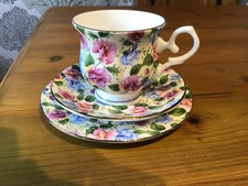 Maxwell & Williams Fine Bone China Floral Cup, Saucer, Plate Trio - Sweet Pea