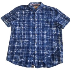 *MANTARAY* guys Blue Floral Check Short Sleeved Shirt
