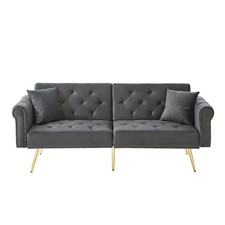 MODERN FABRIC SOFA BED LOVESEAT CLICK CLACK SOFA SETTEE RECLINER COUCH, GREY