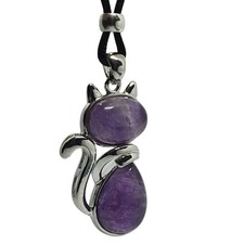 Amethyst cat necklace - cat,