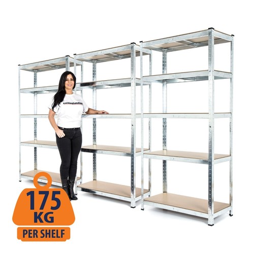 Bay steel garage - 3-bay, shelving