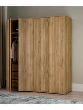 Lisson 4 Door Wardrobe with Internal Chest of Drawers - New Oak