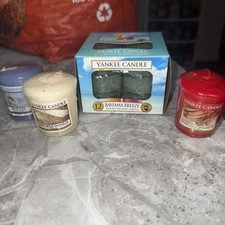 YANKEE CANDLE BAHAMA BREEZE TEALIGHTS NIB SET OF 12 Plus Votives