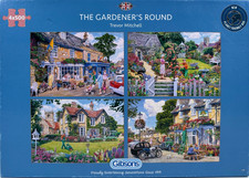 Gibsons 4x500 Pcs Jigsaw Puzzle 'THE GARDENER'S ROUND' Trevor Mitchell -Complete