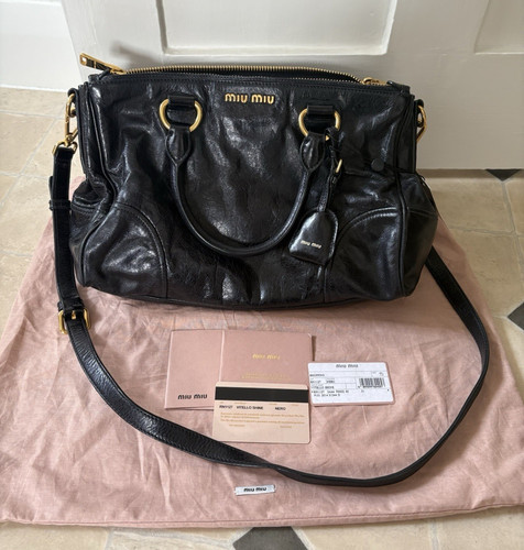 Miu black leather vitello - miu,