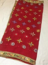 PHULKARI MACHINE EMB MIRROR & SITARA LACE LADIES/GIRLS DUPATTA/SCARF. 2 COLOURS