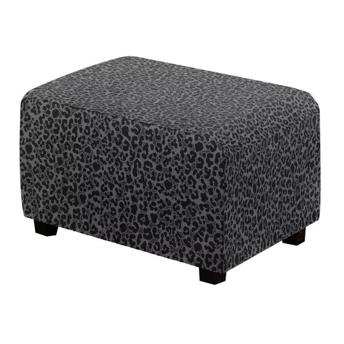 Black leopard print ottoman - black,