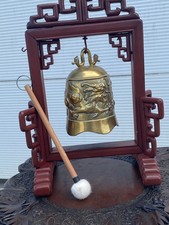 Chinese Bell /gong Carved Wood Stand , 35cm Tall,  