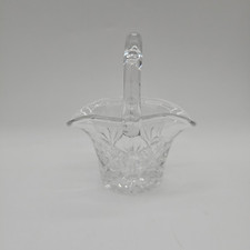 Vintage Crystal Cut Glass Basket With Glass Handle