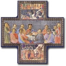 Biblegifts Last Supper Cross Shaped Gold/Silver Metallic Picture Hanging Icon S