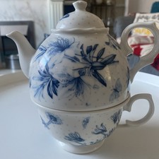 Portmeirion Botanic Blue Tea Pot & tea Cup New Without Box