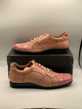 NEW David Eden Mens Leather/ Croc Peach Sneaker Shoes Red SZ 13