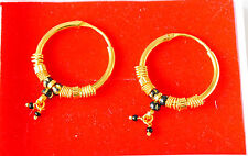 Real looking 22 ct gold plated EARRINGS Indian LARGE HOOP Ethnic Style gift  x15