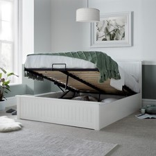 Dawson White Wooden Ottoman Storage Bed Double Bed and King Size Bed