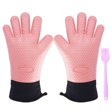 Heat resistant Oven gloves, Silicone gloves with Fingers, Food Grade Waterproof