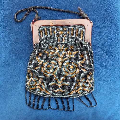 Antique beaded evening bag - beaded,