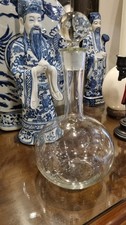 Vintage Bulbous-Shape Glass Decanter with Original Glass Stopper 27cm/10.6" Tall