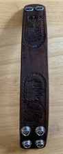Hand Tooled Leather Wide Cuff