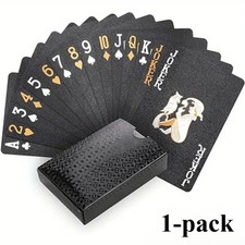 Luxury Black Waterproof Poker Playing Cards -Gold & Silver Print–Durable PVC UK✅