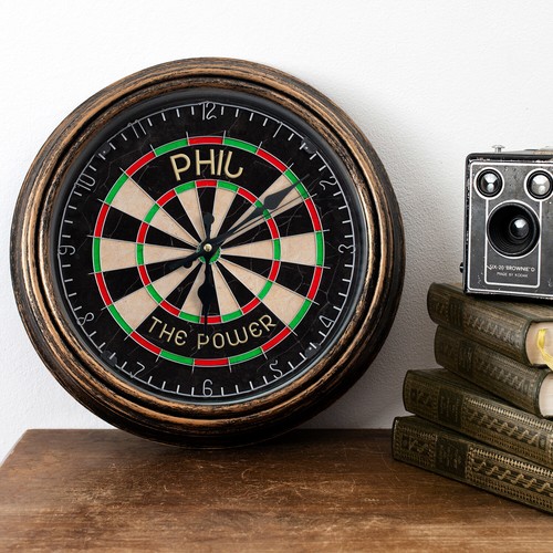 Personalised wall clock darts - personalised,