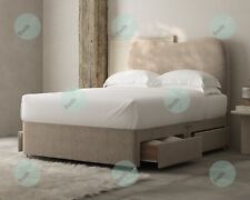 NEW CURVED BOUCLE TEDDY DIVAN STORAGE + MATTRESS + FLOORSTANDING H/B