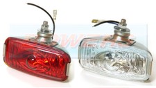 12V POLISHED STAINLESS STEEL CHROME REAR FOG / REVERSE LAMPS LIGHTS CLASSIC CAR
