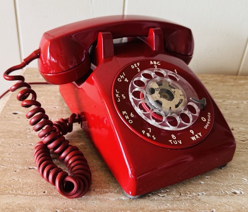 Vintage red rotary dial - red,