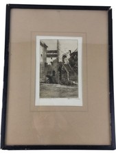 Etching Print Framed Old