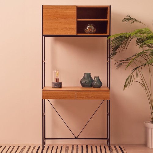 Natural oak effect desk - natural,