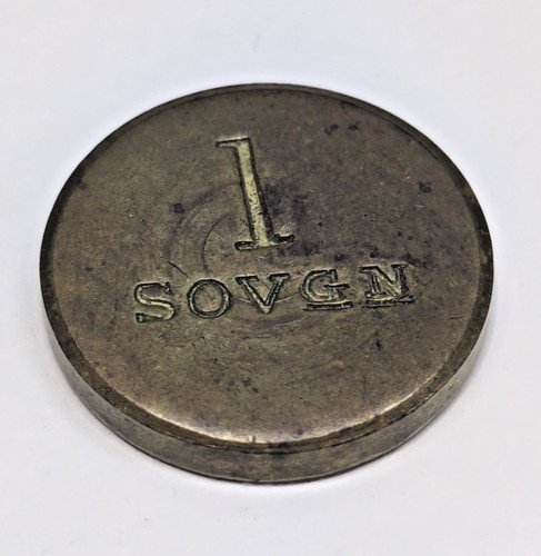 Antique brass sovereign coin - antique,