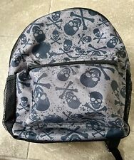 Small George Asda Backpack Bag Skull Crossbones Goth Punk Grey Black