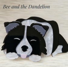 Border Collie Sheep Dog Modern Acrylic 2D Layered Brooch