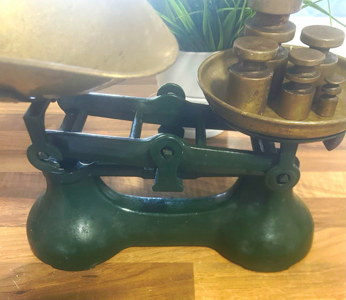 Vintage green metal balance - green,