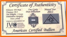 1 Grain Palladium Bullion Bar