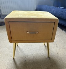 Bellani Velvet Bedside Table with Drawer Mustard Colour