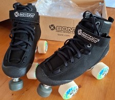 Bont Parkstar Vegan Black Suede Quad Roller Skates UK size 4 (Bont size 3.5)