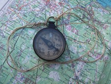 ORIGINAL Soviet 1940 dated officers early style Adrianov compass on cord RKKA