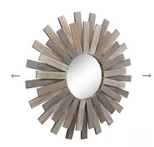 Stonebriar Large Round 32" Wooden Sunburst Wall Mirror