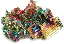 Natural Rainbow Bismuth Crystal Cluster Iridescent Metallic Mineral Stone XS–L