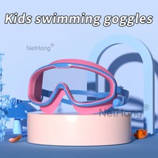 Large Frame Swim Goggles Anti Fog Waterproof HD Silicone Ear Plugs Adult Kid GL.